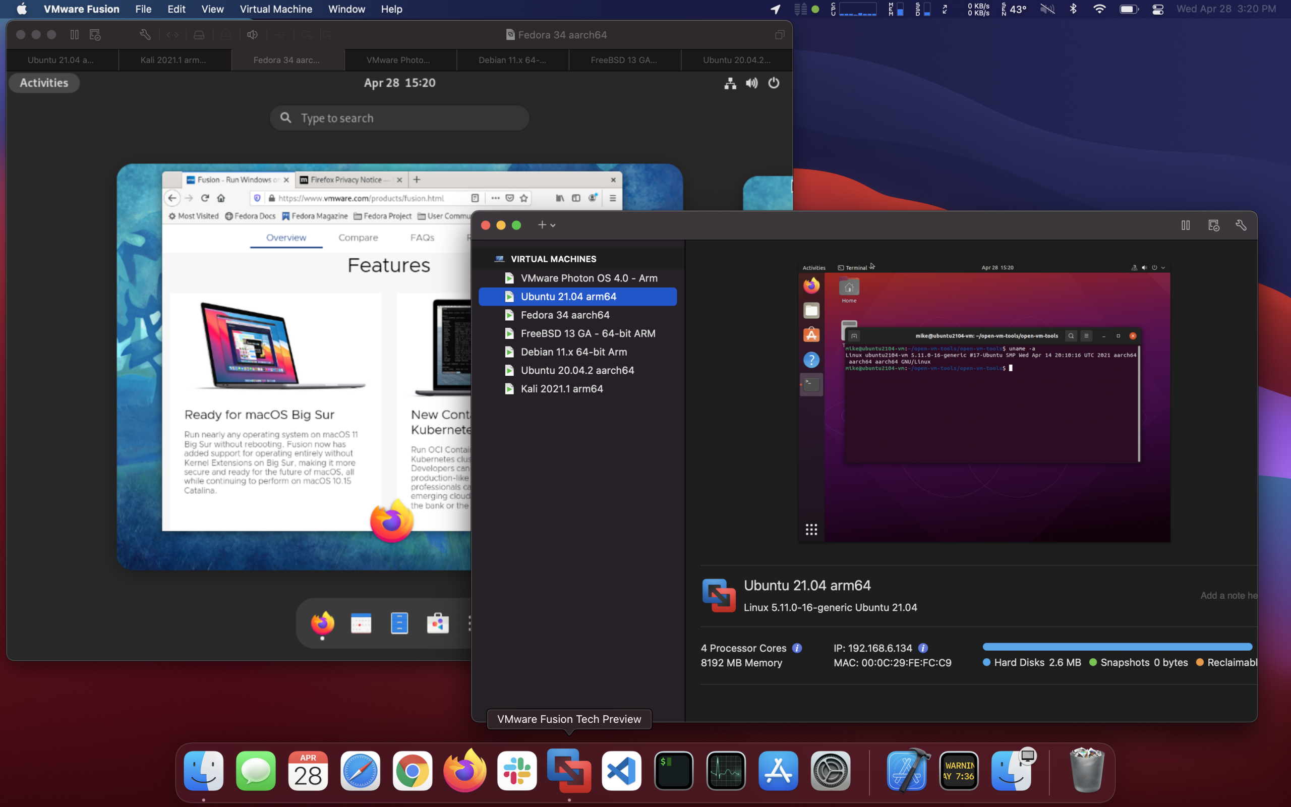 can i use vmware linux for mac